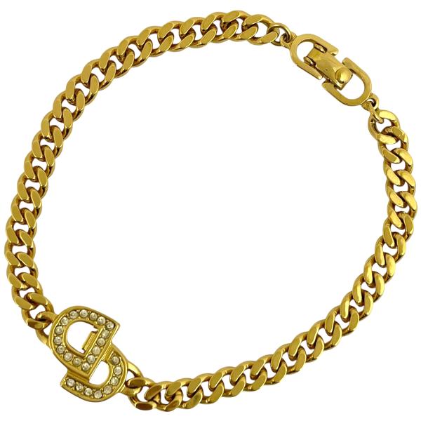 オールド　ディオール　CDロゴ　ストーン付　ブレスレット　バングル　ゴールド オールドディオールCDロゴストーン付ブレスレットバングルゴールド