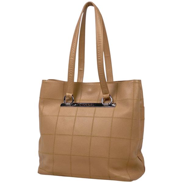 シャネル チョコバー ココマーク ショルダーバッグ トートバッグ ベージュ レザー レディース CHANEL 【中古】 CHANEL（シャネル） チョコバー トートバッグ ショルダーバッグ ロゴ
