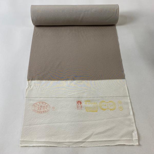 反物 名品 江戸小紋 万筋 縮緬 灰茶 正絹 中古リサイクル 反物  