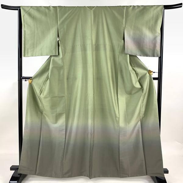 正絹　横段繋ぎ幾何学模様　袷　紬の付け下げ（身丈肩から163.5㎝） 正絹 横段繋ぎ幾何学模様 袷 紬の付け下げ（身丈肩から163.5