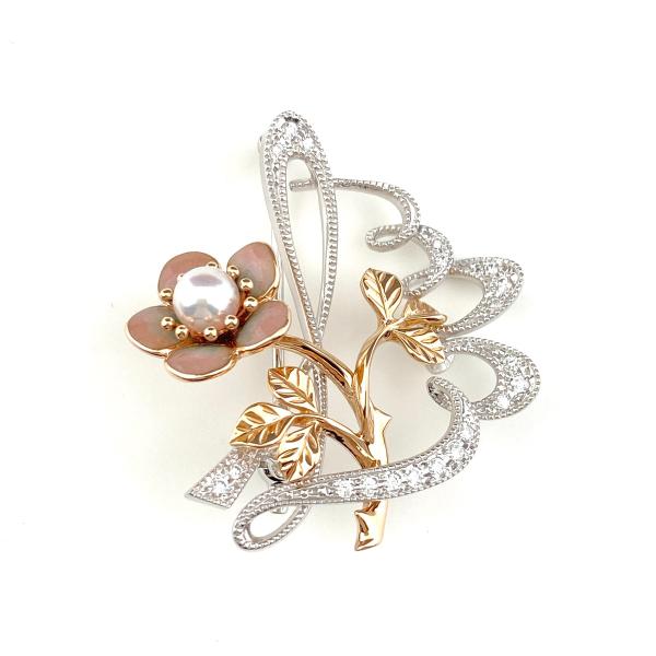 MIKIMOTO（ミキモト） フラワーモチーフ デザインブローチ パール 真珠