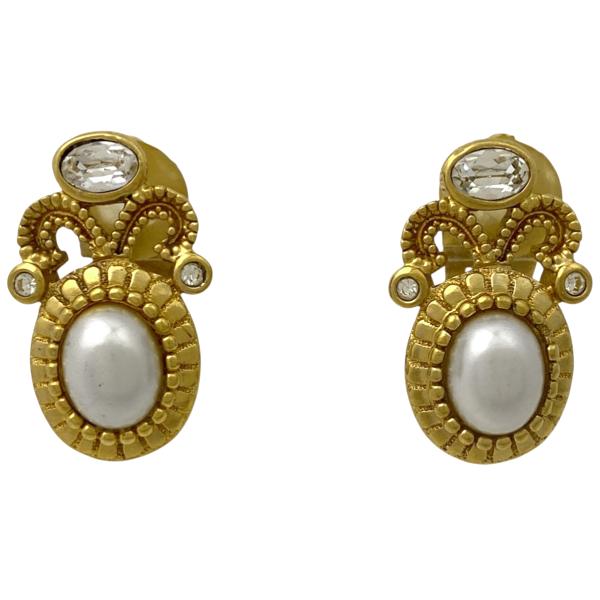 クリスチャン ディオール パール ラインストーン ゴールドトーン