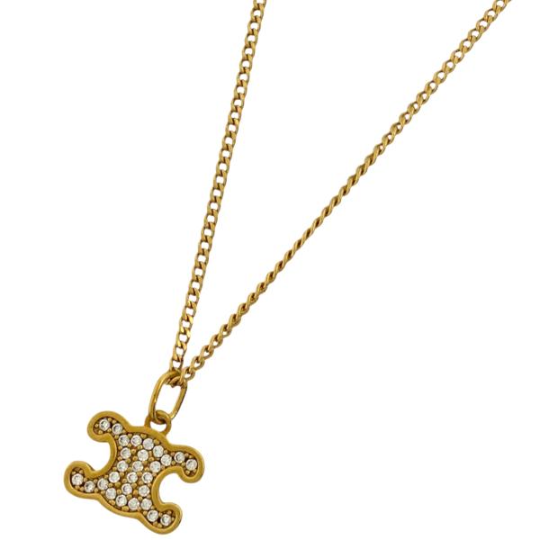 セリーヌトリオンフラインストーンネックレス/ゴールド CELINE