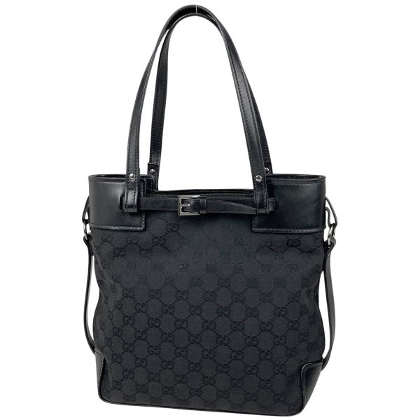 GUCCI グッチ ハンドバッグ トート 本革 キャンバス GG柄 ブラック GUCCI グッチ GG柄 トートバッグ ショルダーバッグ GGキャンバス