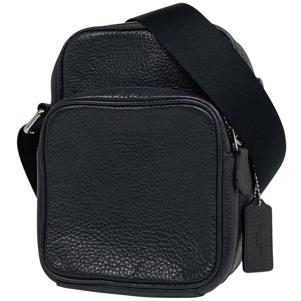 COACH コーチ ロゴ ショルダーバッグ 斜め掛け レザー ダークネイビー