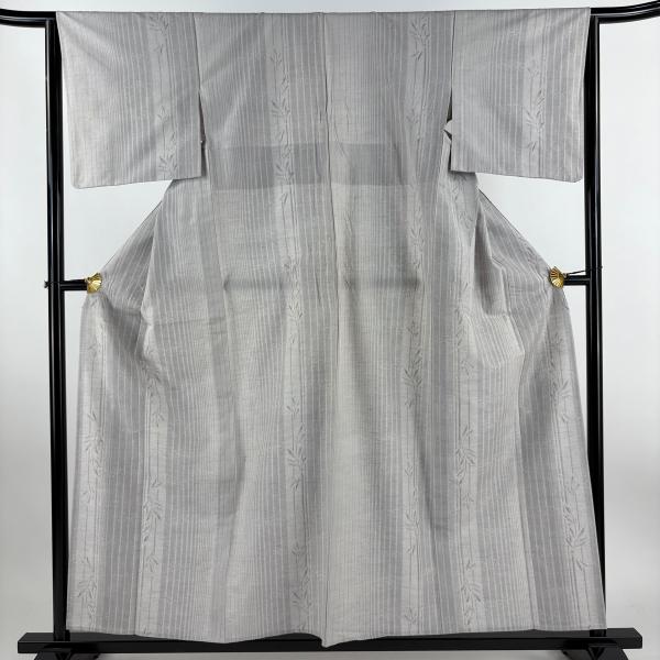 u*4様 未使用近い　美品　単衣　正絹　小紋　フルセット　身丈156 裄丈64 美品】 小紋 身丈163.5cm 裄丈66.5cm M 単衣 紬地 草花 薄緑