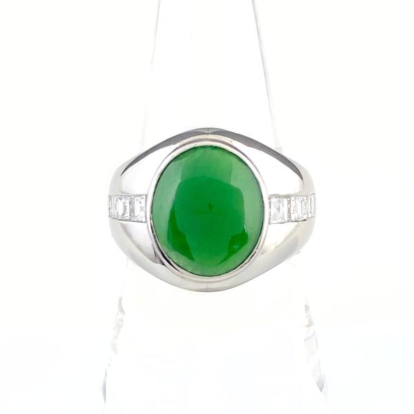 翡翠 デザインリング プラチナ 指輪 メレダイヤ リング 19.5号 Pt900