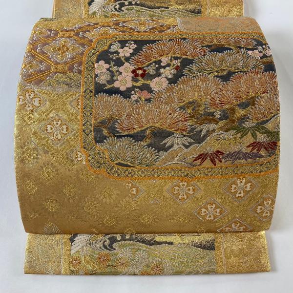 専用帯3815 3775●高級 正絹 六通 袋帯 松竹梅 袋帯 ふくい謹製 松竹梅 菊 六通柄 西陣 正絹 日本製 篠屋宗兵衛 未