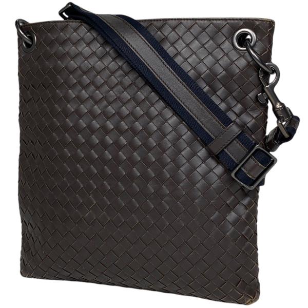 ボッテガヴェネタ イントレチャート 斜め掛け ショルダーバッグ 172736 ブラウン レザー メンズ BOTTEGAVENETA 【中古】 ボッテガヴェネタ BOTTEGAVENETA イントレチャート ショルダーバッグ