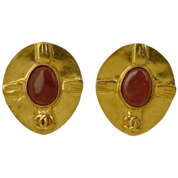 CHANEL シャネル ココマーク イヤリング カラーストーン GP ゴールド  
