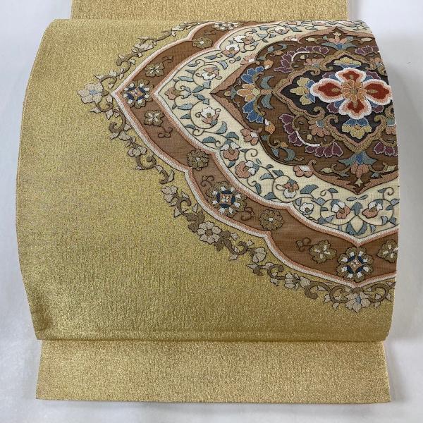 蒋雪英 落款 証明書付き　相良刺繍 黒灰 お太鼓柄 正絹 両面 蒋雪英 落款 証明書付き 相良刺繍 黒灰 お太鼓柄 正絹 両面