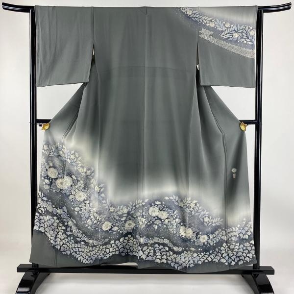 訪問着 身丈163cm 裄丈64cm M 袷 落款あり 乱菊 波頭 金彩