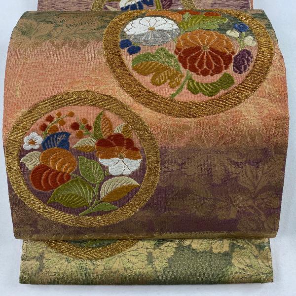 花織 縞文様 両面 六通 袋帯 正絹 未使用 未使用 正絹 六通柄 袋帯 香華文様