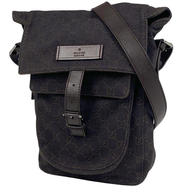 Gucci ブラック ショルダーバッグ GUCCI(グッチ) / ショルダーバッグ/コットン/ブラック/総柄