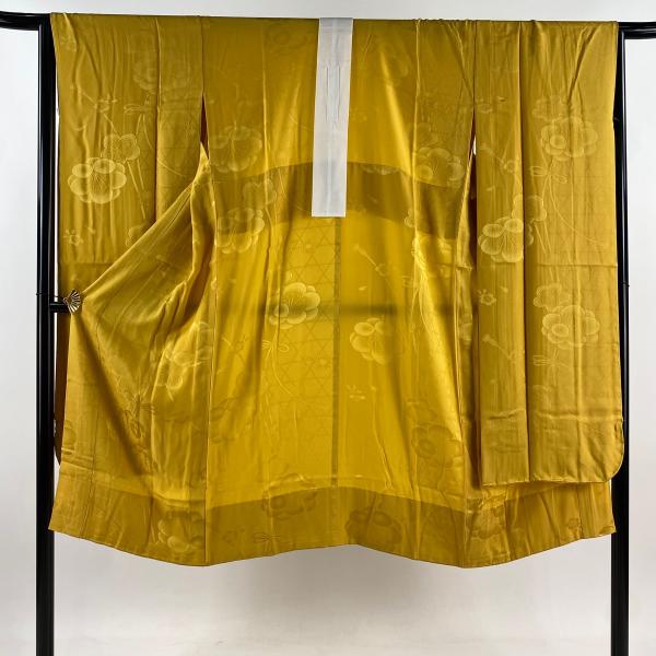 長襦袢 身丈131cm 裄丈67cm M 振袖用 梅 ピンク 正絹 秀品 【中古