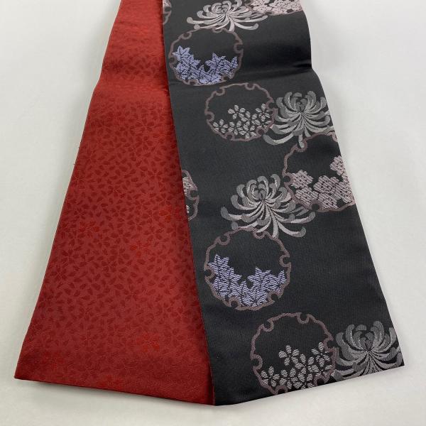 半幅帯 優品 雪輪 乱菊 焦茶色 化繊 中古 : リユースセレクトショップ