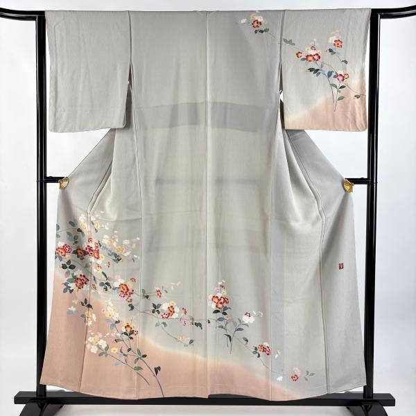 ♣️訳ありお値打ち　未使用　作家もの正絹　訪問着　桜雪輪　身丈（肩から）163㎝ ♣️訳ありお値打ち 未使用 作家もの正絹 訪問着 桜雪輪 身丈（肩から