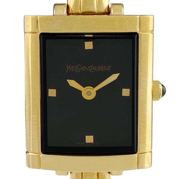 【美品】Yves Saint Laurent 腕時計 バングル ブラック調 イヴサンローラン YVES SAINT LAURENT バングルウォッチ YSL