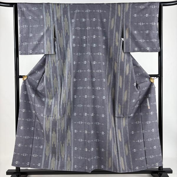 紬 身丈156.5cm 裄丈63.5cm S 袷 川村久太郎 落款あり 証紙あり 燕 縞