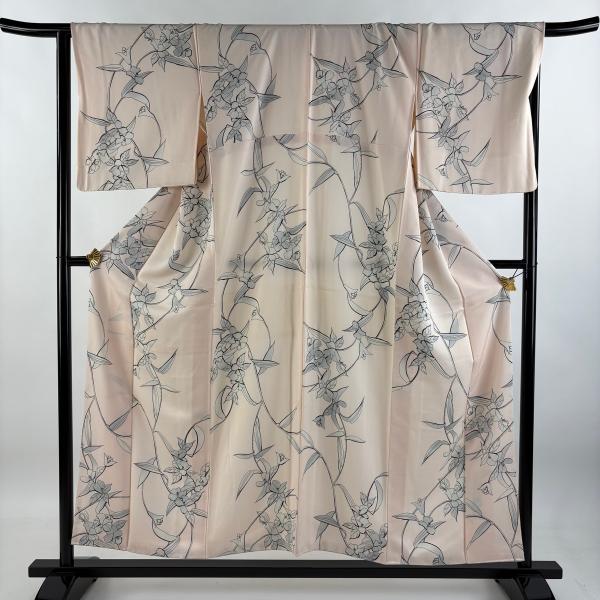 【美品】 小紋 身丈162cm 裄丈67.5cm 正絹 秀品 【中古】 美品】 小紋 身丈162cm 裄丈67cm M 袷 陶彩染 幾何学 赤茶 正絹 秀品