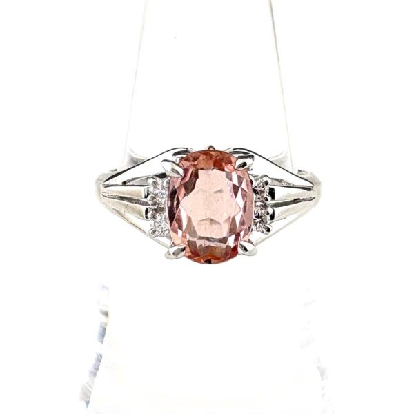 インペリアルトパーズ デザインリング プラチナ 指輪 メレダイヤ