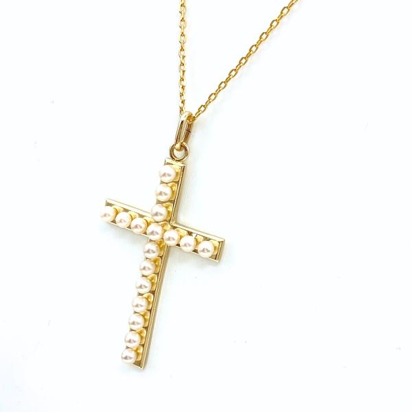 MIKIMOTO ミキモト クロスモチーフ デザインネックレス YG