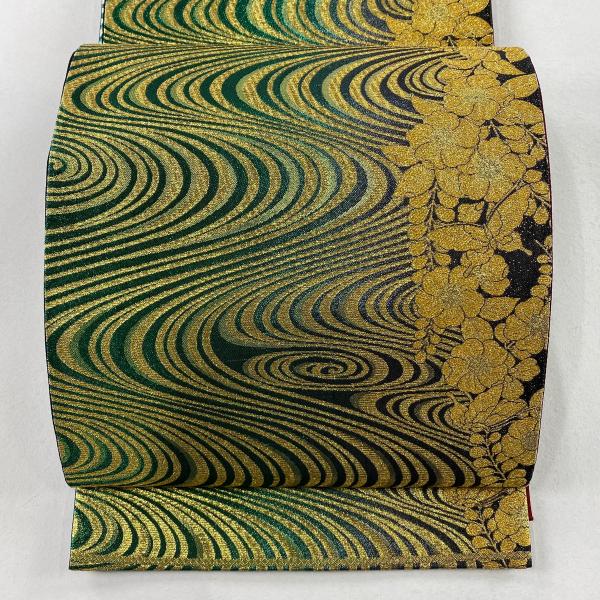 逸品!!絹 袋帯☆【辻が花】金通し 金彩絞り 抹茶 緑 グラデーション お太鼓柄 逸品!!絹 袋帯☆【辻が花】金通し 金彩絞り 抹茶 緑 グラデーション