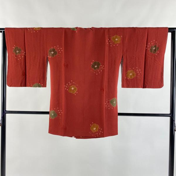 美品 道行 身丈83cm 裄丈63cm S 和装コート 角衿 草花 金彩 刺繍