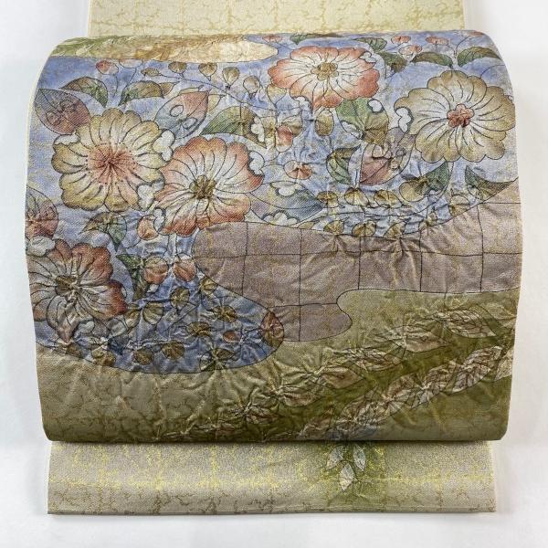 逸品!!絹 袋帯☆【辻が花】金通し 金彩絞り 抹茶 緑 グラデーション お太鼓柄 逸品!!絹 袋帯☆【辻が花】金通し 金彩絞り 抹茶 緑 グラデーション