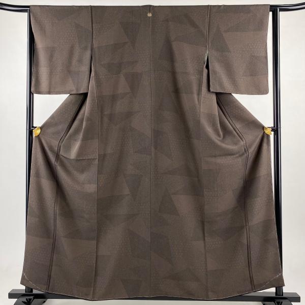 江戸小紋 身丈159.5cm 裄丈63.5cm S 袷 落款あり 寄せ柄 鮫 焦茶色