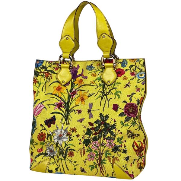 GUCCI グッチ フローラ トートバッグ 花柄 キャンバス イエロー