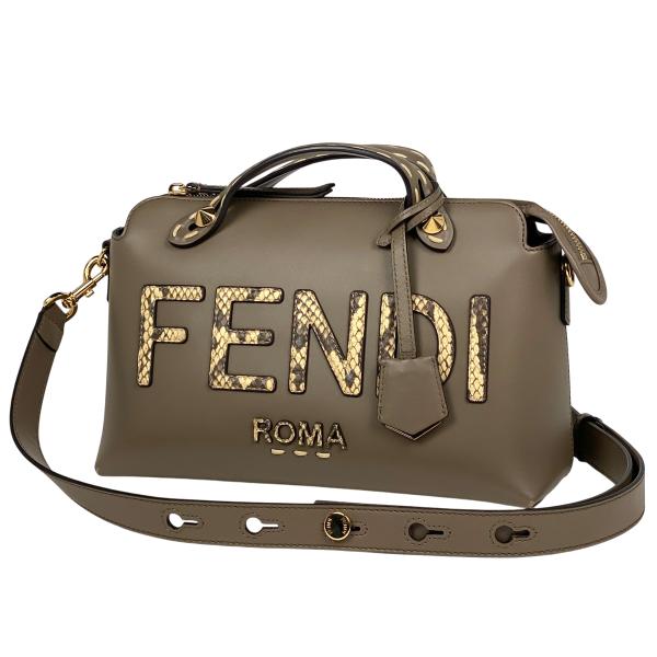 ★3日以内返品可★ 美品 FENDI フェンディ レザー バイザウェイ ミディアム 2WAYバッグ 8BL146 2wayショルダーバッグ ブラウン ブラック グレー カーフレザー レディース FENDI（フェンディ） ズッカ バイザウェイ ミディアム ハンドバッグ