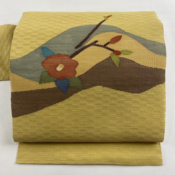 ２点おまとめ　紬八寸名古屋帯（抽象花文）長380　正絹美品、紬着物 5557］名古屋帯 美品 ぼかし丸文様 八寸 紬地 正絹 着物