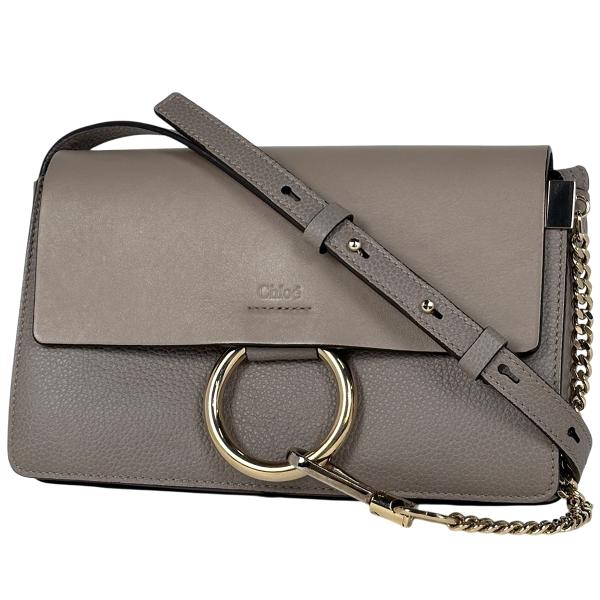 【極美品】クロエ フェイ スエード　ショルダーバッグ　グレージュ Chloe（クロエ） フェイ ショルダーバッグ ロゴ レザー グレージュ