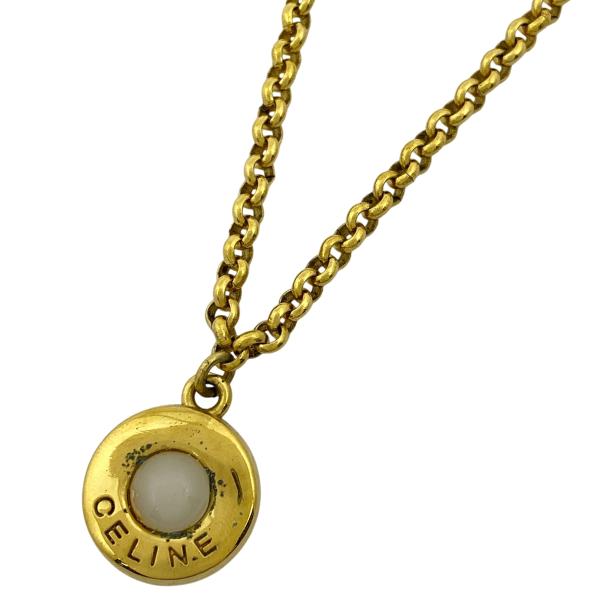 美品✨CELINE パール ゴールド ネックレス ロゴ 刻印 チェーン CELINE セリーヌ パール ネックレス ゴールド ブランドロゴ vintage