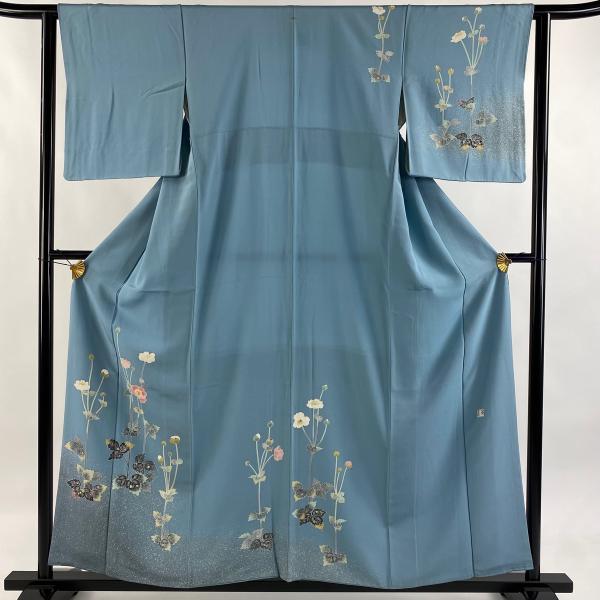 付下げ 身丈157cm 裄丈62cm S 袷 人間国宝 羽田登喜男 落款あり 草花