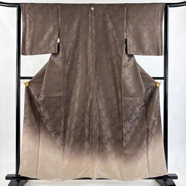 美品 付下げ 身丈159.5cm 裄丈64cm M 袷 久保田一竹工房 落款あり 葉柄