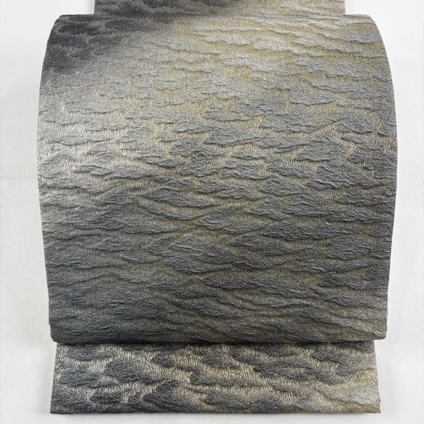 美品 袋帯 秀品 霞 ぼかし 灰緑 全通 正絹 中古 : リユースセレクト