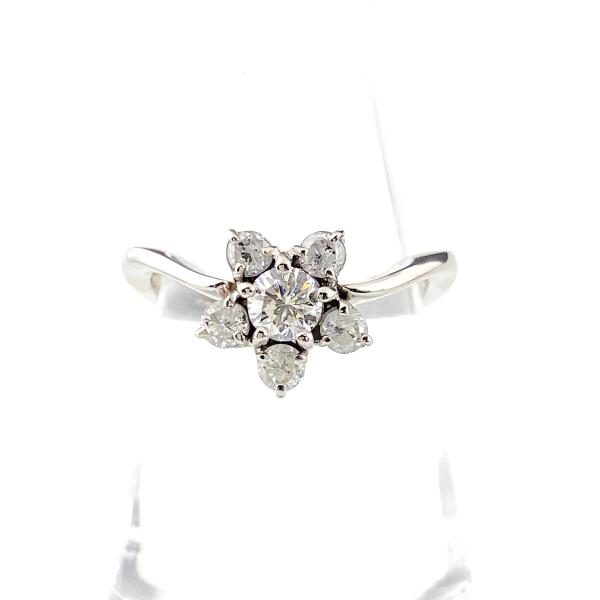 フラワーモチーフ デザインリング プラチナ 指輪 メレダイヤ 花 リング