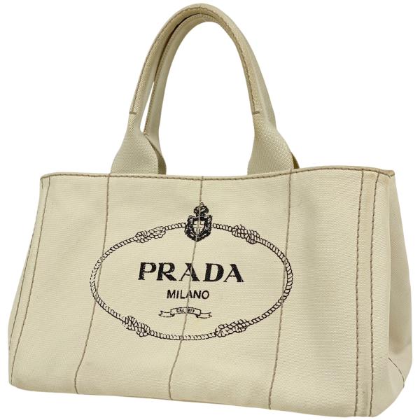プラダ カナパ M ハンドバッグ トートバッグ BN1877 アイボリー キャンバス レディース PRADA 【中古】 PRADA（プラダ） カナパ トート ハンドバッグ トートバッグ キャンバス