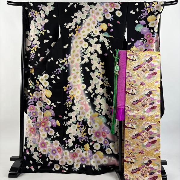 振袖フルセット　美品　パープル系　ロマンチックな古典柄　丈160　裄66.5 振袖フルセット 美品 パープル系 ロマンチックな古典柄 丈160 裄66.5