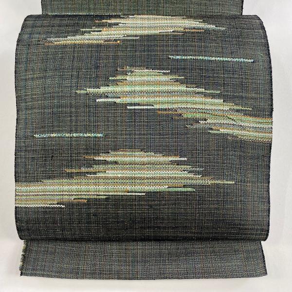 近賢織物　松葉仕立て　八寸名古屋帯 名古屋帯 秀品 八寸名古屋帯 松葉仕立て 枝花 鳥 金銀糸 薄ピンク 正絹