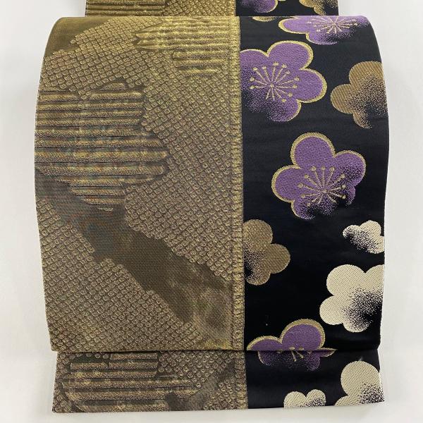 袋帯 秀品 やまと 梅 桜 金糸 刺繍 金茶 六通 正絹 中古 : リユース