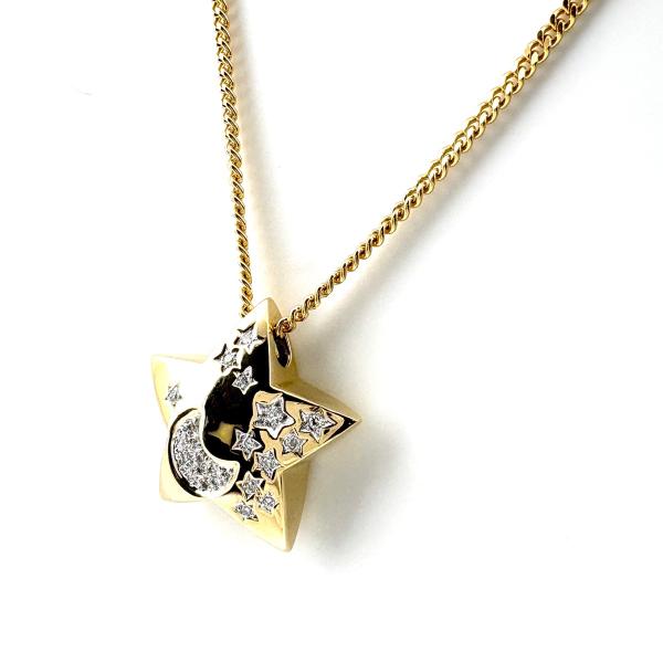 スターモチーフ デザインネックレス YG イエローゴールド ペンダント