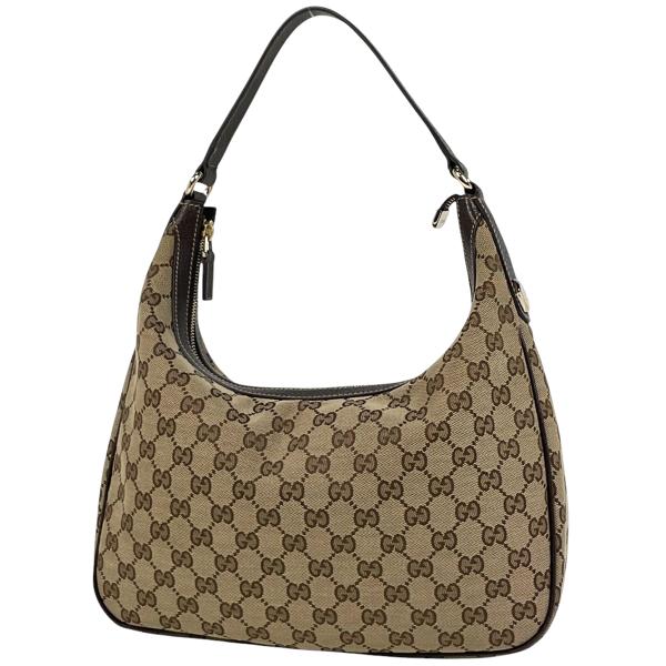 美品♡ グッチ　ワンショルダーバッグ　GG キャンバス　レザー　総柄　ブラウン 1円 GUCCI グッチ GGキャンバス レザー ブラウン ショルダーバッグ 斜