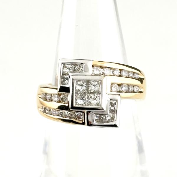 メレダイヤ デザインリング YG イエローゴールド 指輪 リング 13号 K14