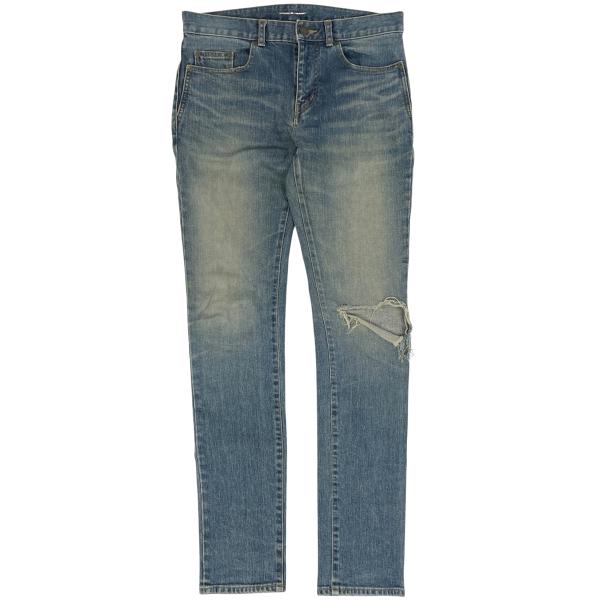 SAINT LAURENT サンローラン ロゴボタン デニムパンツ クラッシュ