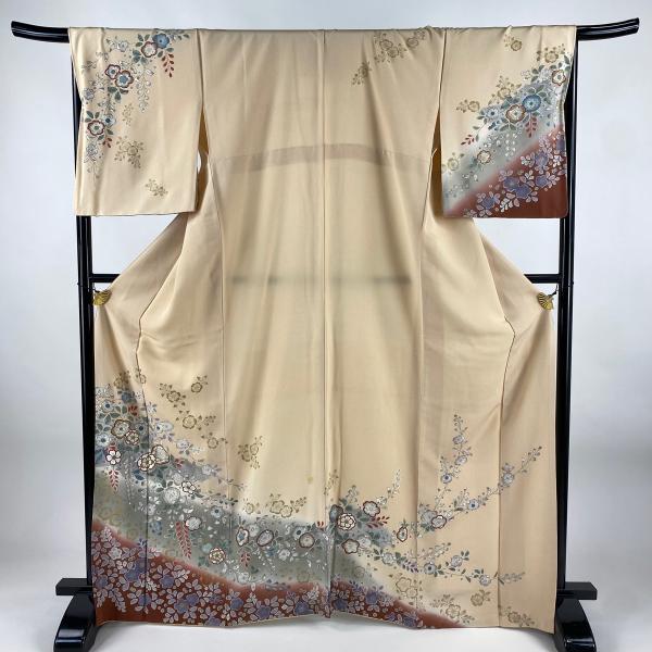 訪問着 身丈166.5cm 裄丈68cm L 袷 辻が花柄 霞 金彩 染分け 薄