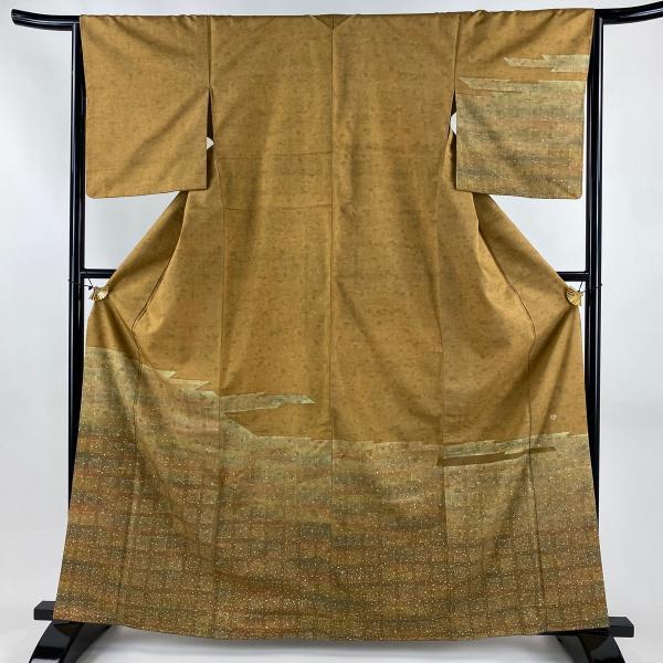 訪問着 身丈163cm 裄丈65cm M 袷 牛首紬地 落款あり 証紙あり 幾何学