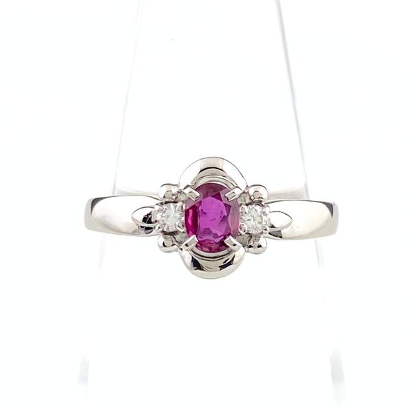 ルビー デザインリング プラチナ 指輪 メレダイヤ リング 12号 Pt900